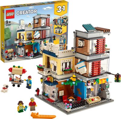 Alle Details zum LEGO-Set Stadthaus mit Zoohandlung & Café und ähnlichen Sets